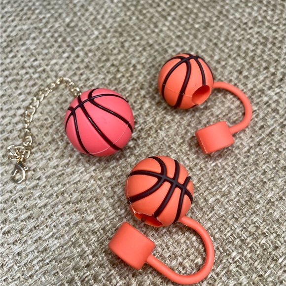 Basketball Stanley accessories- set of two straw toppers and one charm - Picture 1 of 3